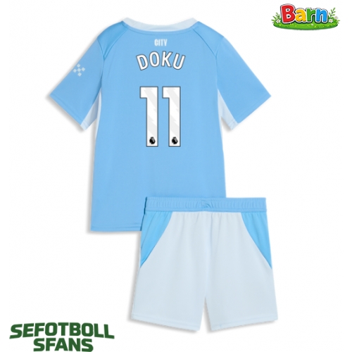 Manchester City Jeremy Doku #11 Hemmaställ Barn 2026-27 Kortärmad (+ Korta byxor)